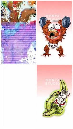 Cartoon Creatures and Colorful Static