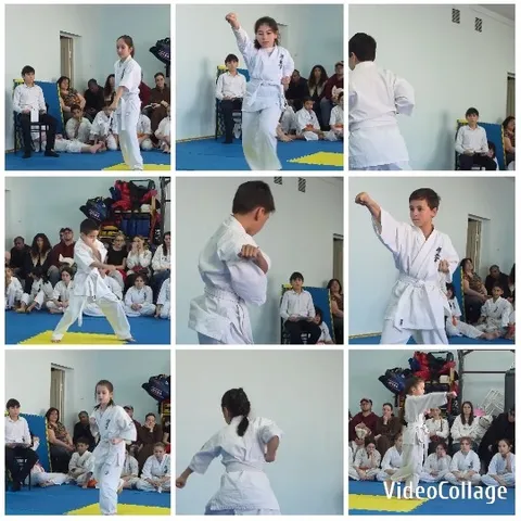 Children Practicing Karate in Dojo