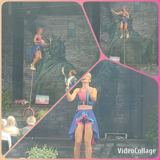 Colorful Performer Juggling Outdoors