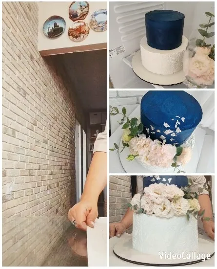 Cakes Decorated with Flowers in Bakery