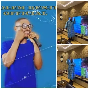 Person with Microphone and TV Scenes