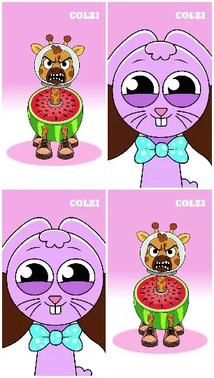 Giraffe and Rabbit Characters in Pink