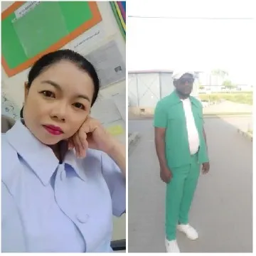 Blue Blouse and Green Outfit