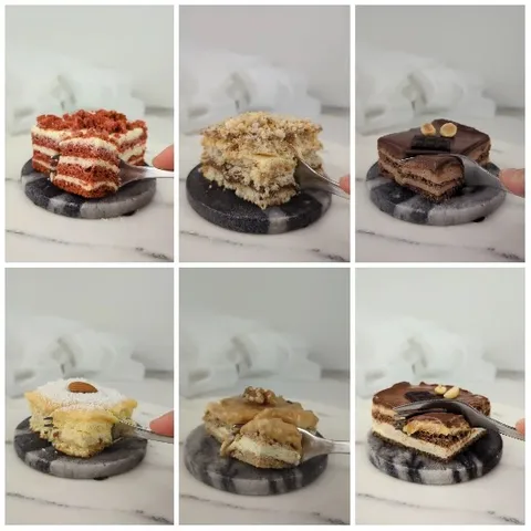 Six Slices of Colorful Cake