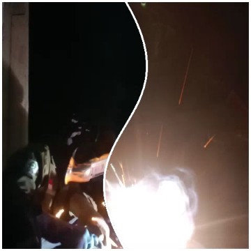 Welding Work with Sparks and Flash