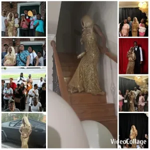 Woman in Gold Dress at Events
