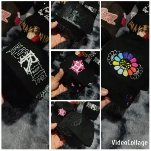 Variety of Embroidered Black Caps