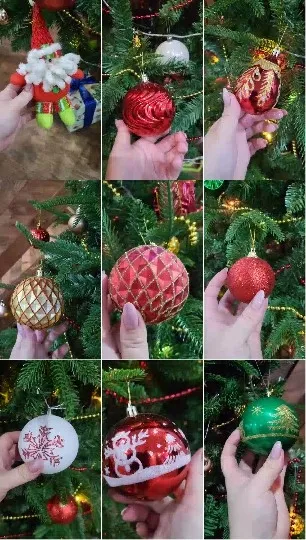 Hands Holding Colorful Christmas Ornaments