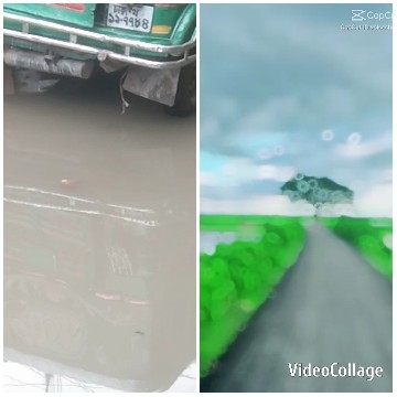 Green Vehicle Over Muddy Puddle