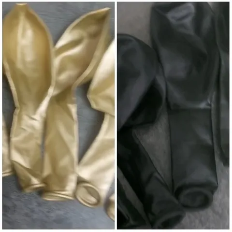 Deflated Gold and Black Balloons