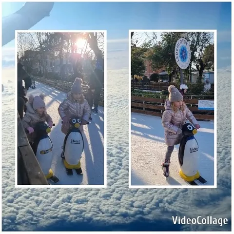 Children Ice Skating with Penguins