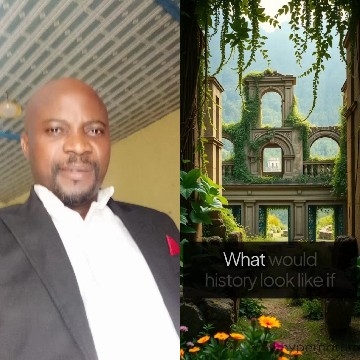 Man Indoors and Ancient Ruins