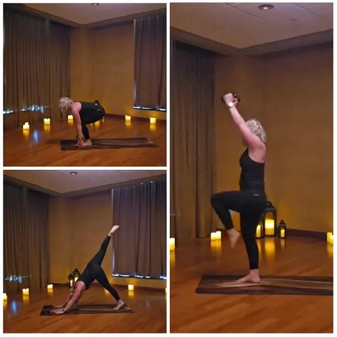 Yoga Poses in Dimly Lit Room