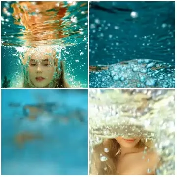 Four Underwater Scenes with Bubbles