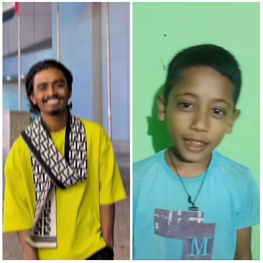 Smiling Individual and Young Boy