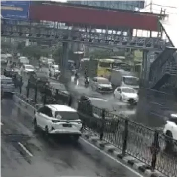Busy Urban Street in Rain