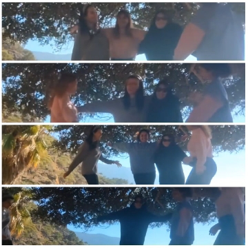Friends Posing Under Tree