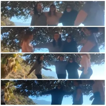 Friends Posing Under Tree