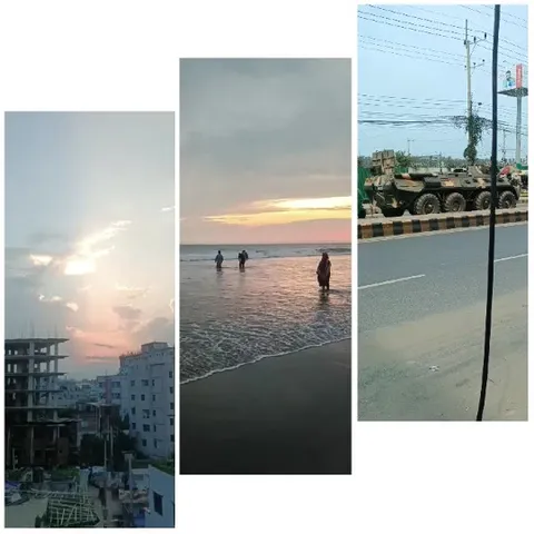 Cityscape, Beach, and Military Vehicle