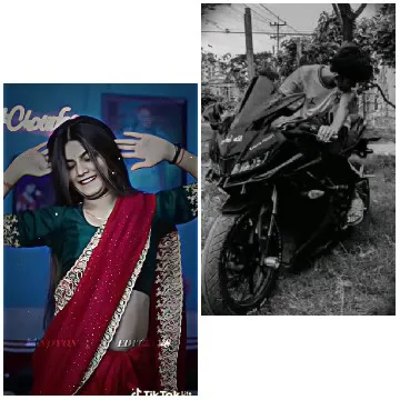 Woman In Saree And Motorcycle Photo