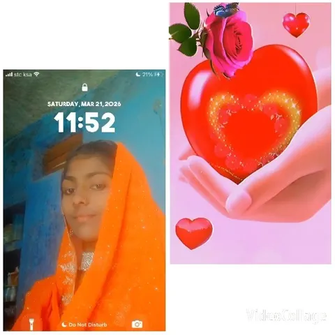 Orange Outfit with Heart Graphic