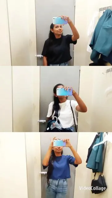 Fitting Room Selfies in Different Tops