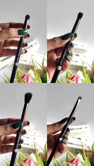 Makeup Brushes with Green Nails