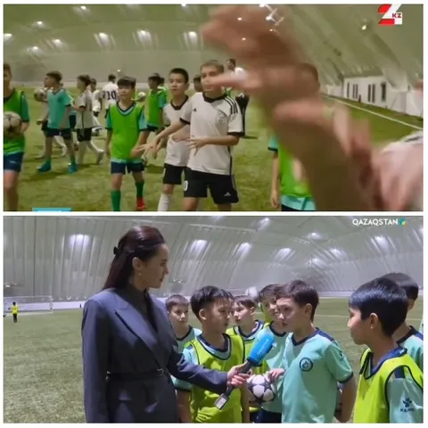 Children in Soccer Uniforms Practicing