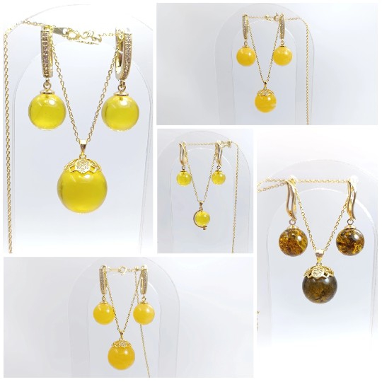 Jewelry with Yellow and Brown Pendants