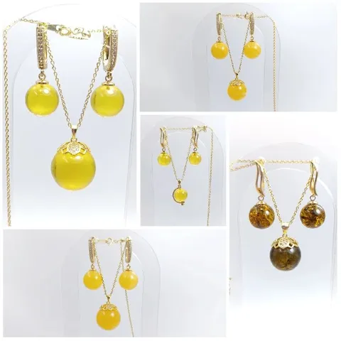 Jewelry with Yellow and Brown Pendants