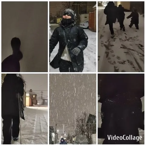 People Walking in Snowy Conditions