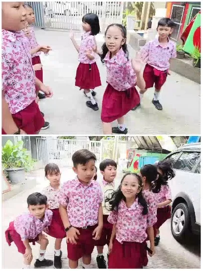 Children Playing Outside in Uniform