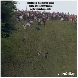 People Sliding Down Grassy Hill