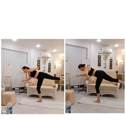 Woman Doing Balance Exercises Indoors