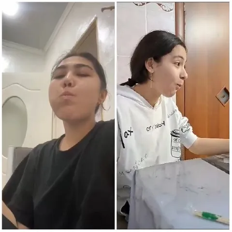 Women Posing with Cheeks Puffing Out