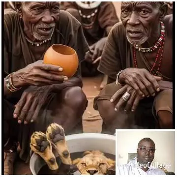 Elderly Men with Lion's Head Basin