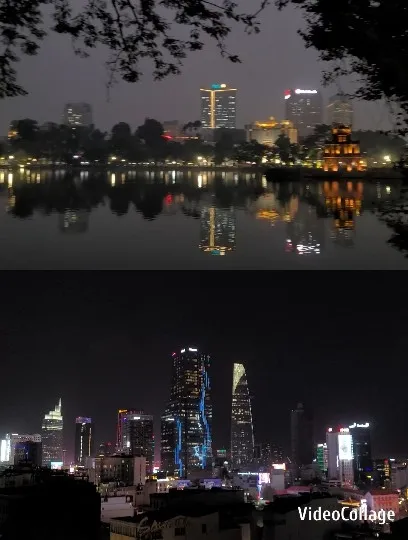 City Skyline Reflected at Night