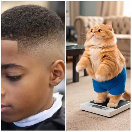 Haircut and Cat on Scale
