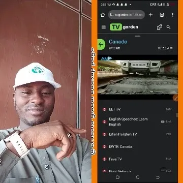 Person Posing and TV App Screenshot