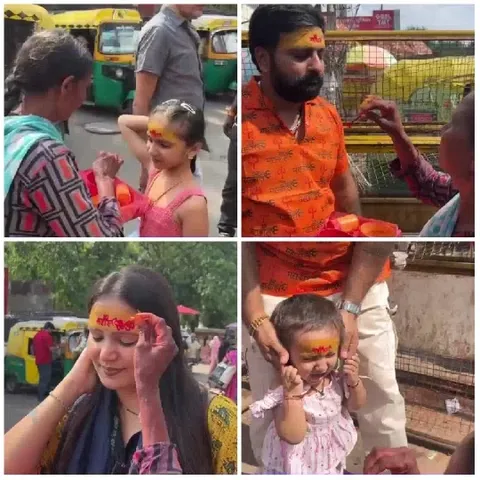 Cultural Ritual with Forehead Marks
