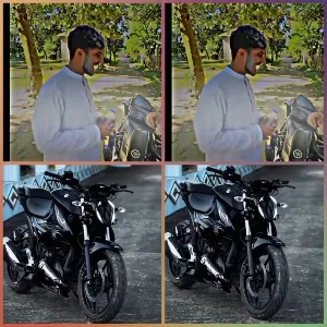 Man with Motorcycle Outdoors