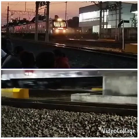 Train Approaching at Dusk