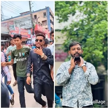 Young Men Walking On Busy Street