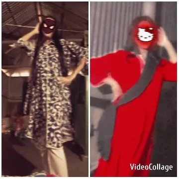 Masked Person in Patterned Outfit