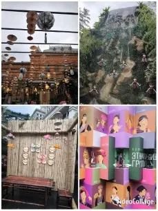 Street with Lanterns and Modern Art