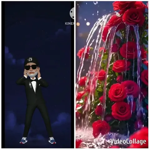 Animated Character and Cascading Roses