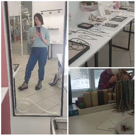 Mirror Selfie and Organized Table Display