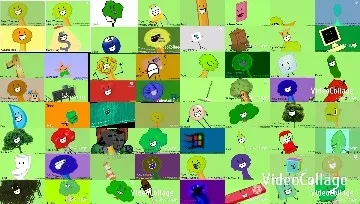 Colorful Cartoon Characters on Green