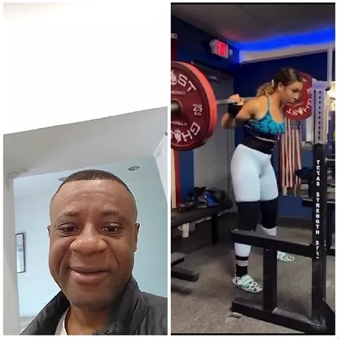 Smiling Man and Weightlifting Woman