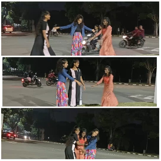 Young Women Laughing on a Street